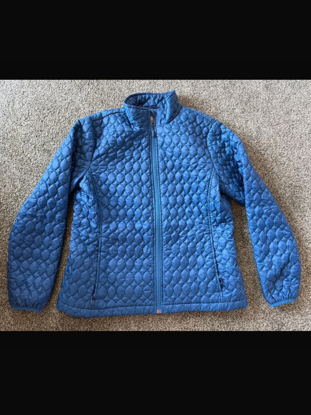 Lands' End Men's Quilted Blue Zip Jacket